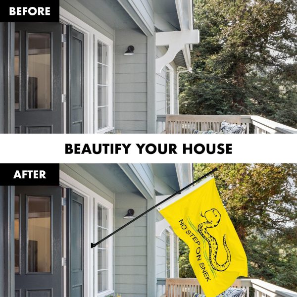 G128 Combo Pack: 6 Ft Tangle Free Spinning Flagpole (Black) & No Step on Snek Cute Cartoon Flag 3x5 Ft Printed 150D Polyester, Brass Grommets (Flag Included) Aluminum Flag Pole - Image 3