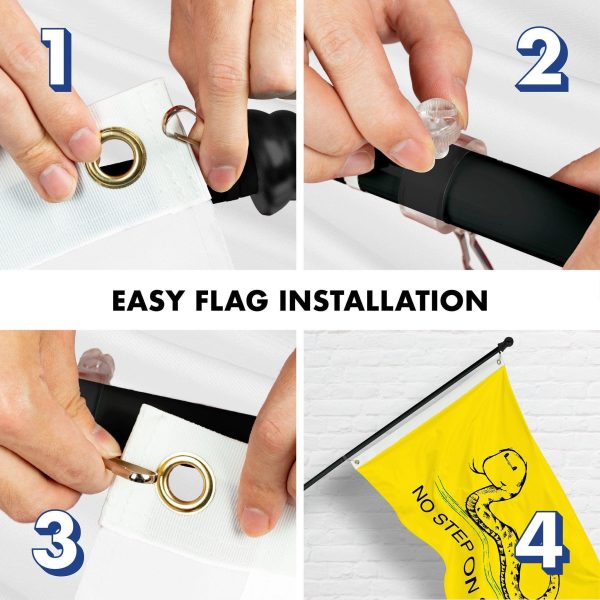 G128 Combo Pack: 6 Ft Tangle Free Spinning Flagpole (Black) & No Step on Snek Cute Cartoon Flag 3x5 Ft Printed 150D Polyester, Brass Grommets (Flag Included) Aluminum Flag Pole - Image 7