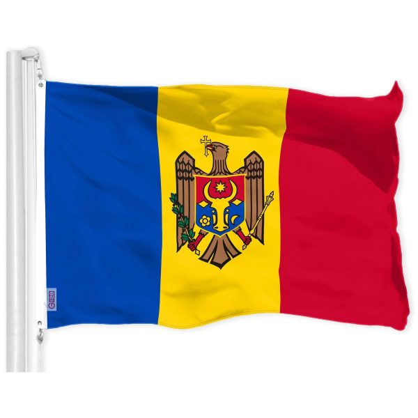 G128 Combo Pack: American USA Flag 3x5 Ft & Moldova Flag 3x5 Ft, Both Printed 150D Polyester, Indoor/Outdoor, Brass Grommets - Image 2