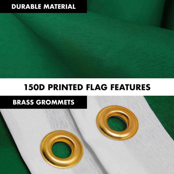 G128 Combo Pack: 6 Feet Tangle Free Spinning Flagpole (Black) Solid Dark Green Solid Dark Green Flag 3x5 ft Printed 150D Brass Grommets (Flag Included) Aluminum Flag Pole - Image 4