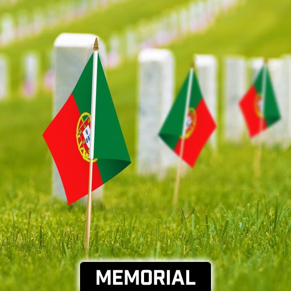 G128 30 Pack Handheld Portugal Portuguese Stick Flags | 12x18 In | Printed 150D Polyester, Country Flag, Solid Wooden Stick, Spear Gold Tip - Image 4
