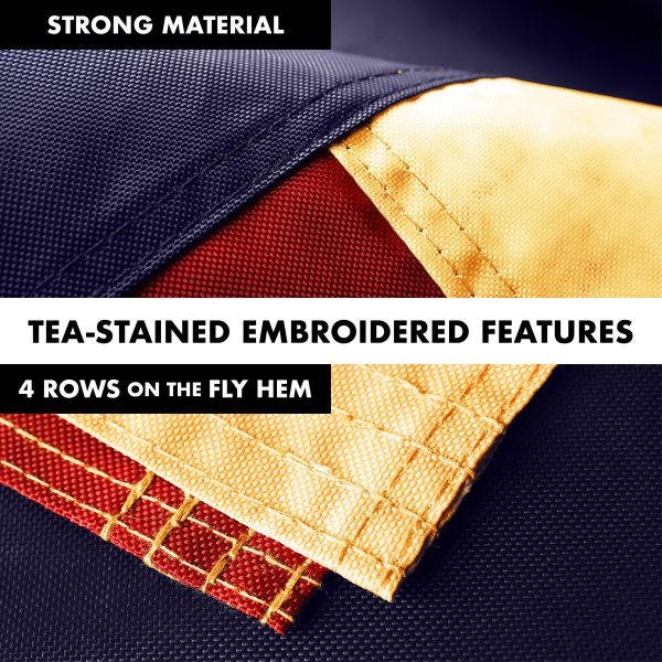 G128 Combo Pack: 5 Ft Tangle Free Aluminum Spinning Flagpole (White) & Texas Tea-Stained Flag 2.5x4 Ft, ToughWeave Pro Series Embroidered 420D Polyester | Pole with Flag Included - Image 5