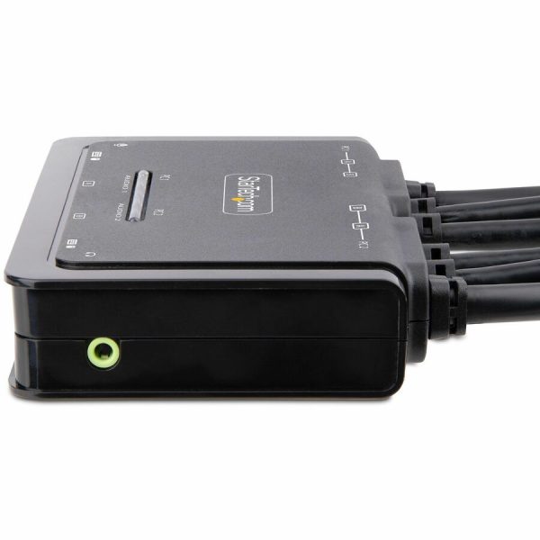 StarTech.com 2-Port Dual-Monitor DisplayPort Cable KVM Switch, 4K 60Hz, Compact KVM with 5ft/1.5m Integrated Host Cables, Bus Powered - Image 4