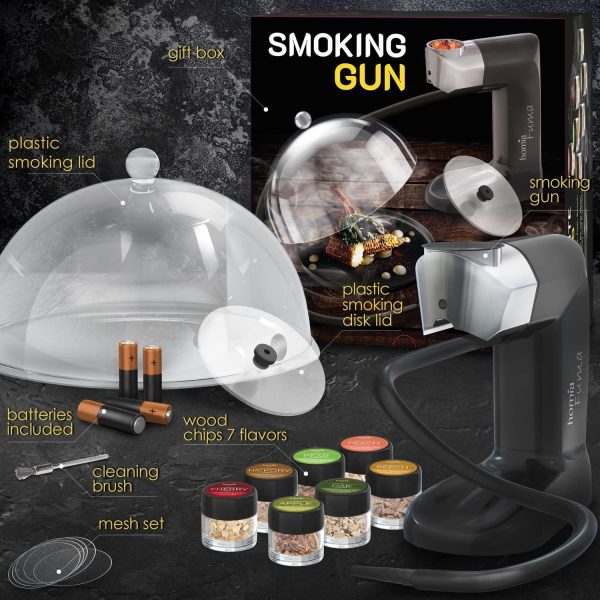 Smoking Gun Wood Smoke Infuser  Extended Kit 14 PCS Smoker Machine with Accessories and Wood Chips  Cold Smoke for Food and Drinks  Gift for Man - Image 6