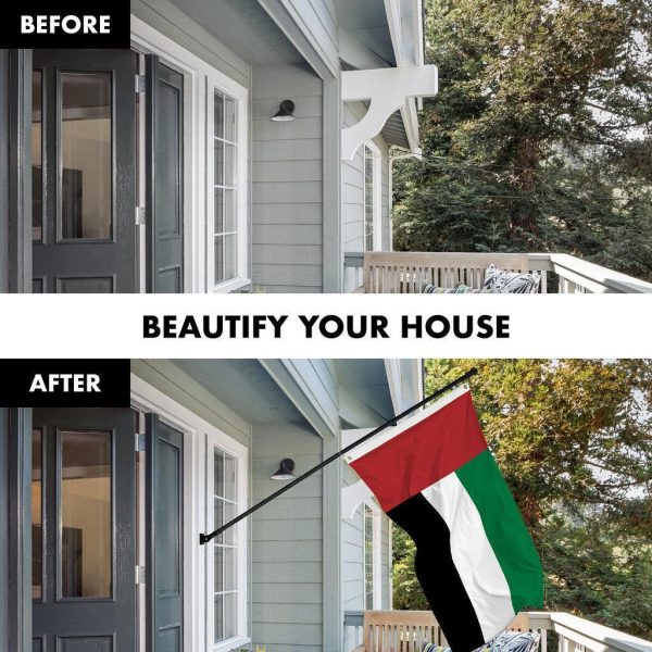 G128 Combo Pack: 6 Ft Tangle Free Spinning Flagpole (Black) & United Arab Emirates Flag 3x5 Ft Printed 150D Polyester, Brass Grommets (Flag Included) Aluminum Flag Pole - Image 3
