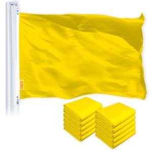 G128 10 Pack: Solid Yellow Color Flag | 2.5x4 Ft | LiteWeave Pro Series Printed 150D Polyester | Indoor/Outdoor, Vibrant Colors, Brass Grommets, Thicker and More Durable Than 100D 75D Polyester