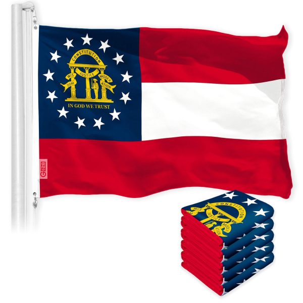 Georgia GA State Flag 3x5 Ft 5-Pack 150D Printed Polyester By G128