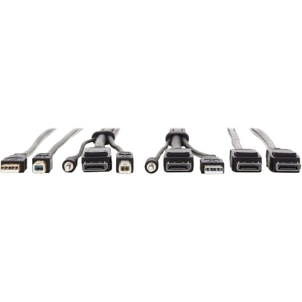 Eaton Tripp Lite Series DisplayPort KVM Cable Kit - DP, USB, 3.5 mm Audio (3xM/3xM) + USB (M/M) + DP (M/M), 4K, 10 ft. (3.05 m), Black - Image 3