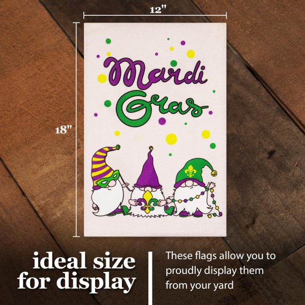 G128 Combo Pack: Garden Flag Stand Black 36 in x 16 in & Garden Flag Mardi Gras Decoration Three Gnomes 12"x18" Double-Sided Burlap Fabric - Image 4
