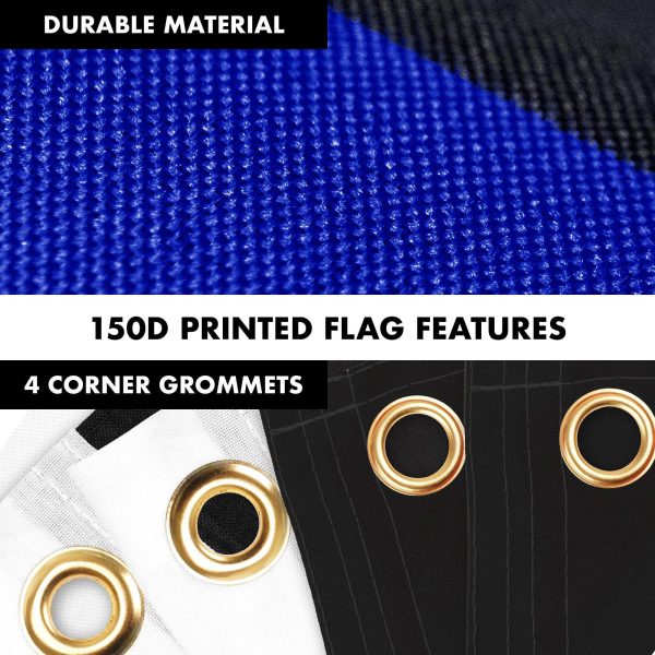 G128 Combo Pack: 6 Ft Tangle Free Aluminum Spinning Flagpole (Black) & Thin Blue Line Flag 3x5 Ft, LiteWeave Pro Series Printed 150D Polyester, 4 Corner Brass Grommets | Pole with Flag Included - Image 4