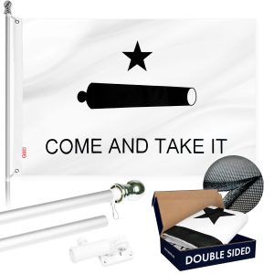 G128 - 6 Feet Tangle Free Spinning Flagpole (Silver) Come and Take It (Gonzales Cannon) Double Sided Brass Grommets Embroidered 3x5 ft (Flag Included) Aluminum Flag Pole