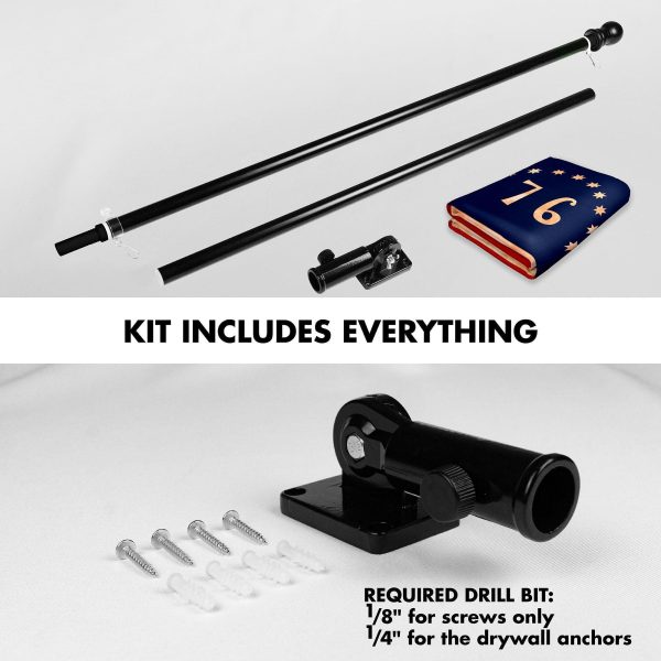 G128 Combo Pack: 6 Ft Tangle Free Aluminum Spinning Flagpole (Black) & Bennington 76 Tea-Stained Flag 3x5 Ft, LiteWeave Pro Series Printed 300D Polyester | Pole with Flag Included - Image 2