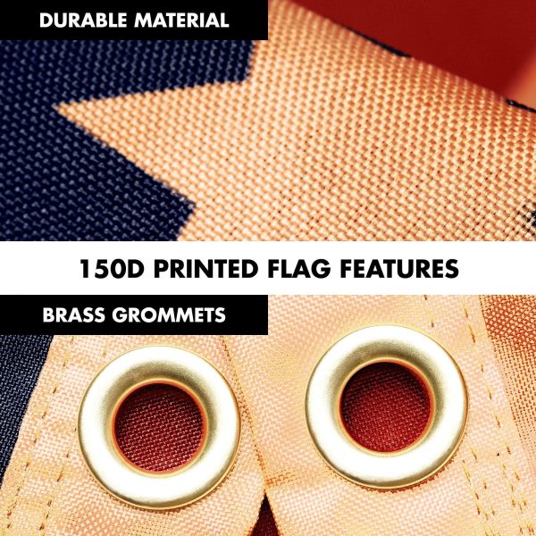 G128 Combo Pack: 6 Ft Tangle Free Aluminum Spinning Flagpole (Black) & Bennington 76 Tea-Stained Flag 3x5 Ft, LiteWeave Pro Series Printed 300D Polyester | Pole with Flag Included - Image 4