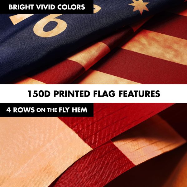 G128 Combo Pack: 6 Ft Tangle Free Aluminum Spinning Flagpole (Black) & Bennington 76 Tea-Stained Flag 3x5 Ft, LiteWeave Pro Series Printed 300D Polyester | Pole with Flag Included - Image 5