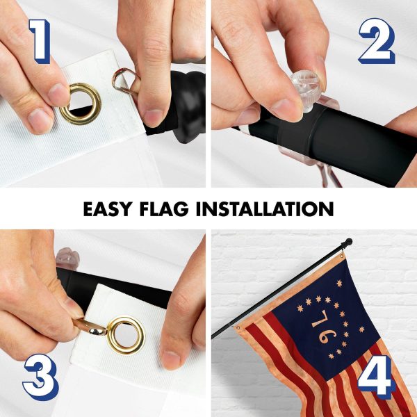 G128 Combo Pack: 6 Ft Tangle Free Aluminum Spinning Flagpole (Black) & Bennington 76 Tea-Stained Flag 3x5 Ft, LiteWeave Pro Series Printed 300D Polyester | Pole with Flag Included - Image 7