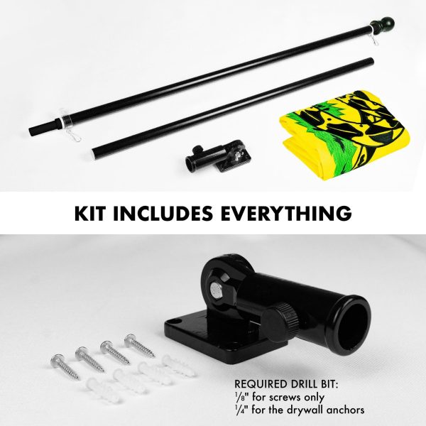 G128 - 5 Feet Tangle Free Spinning Flagpole (Black) Gadsden Flag Double Sided Brass Grommets Embroidered 2x3 ft (Flag Included) Aluminum Flag Pole - Image 2