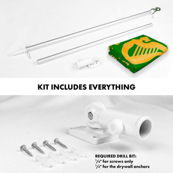 G128 Combo Pack: 6 Ft Tangle Free Spinning Flagpole (Silver) & Erin Go Bragh Flag 3x5 Ft Printed 150D Polyester, Brass Grommets (Flag Included) Aluminum Flag Pole - Image 2
