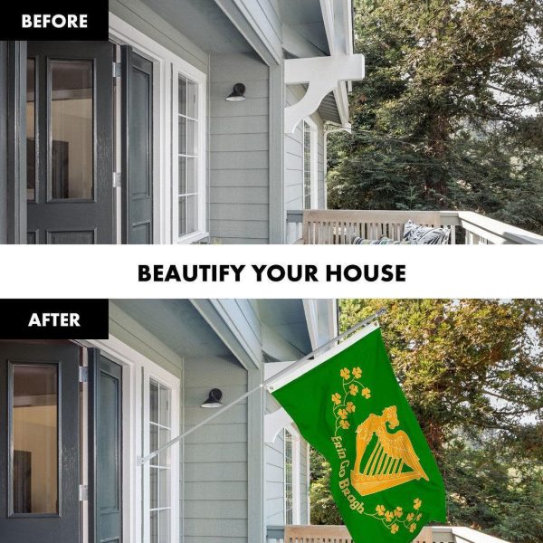 G128 Combo Pack: 6 Ft Tangle Free Spinning Flagpole (Silver) & Erin Go Bragh Flag 3x5 Ft Printed 150D Polyester, Brass Grommets (Flag Included) Aluminum Flag Pole - Image 3