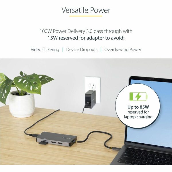 StarTech.com USB C Multiport Adapter, Dual HDMI, 4K 60Hz, 2x 5Gbps USB-A Hub, 100W Power Delivery, GbE, SD/MicroSD, USB C Mini Dock - Image 6