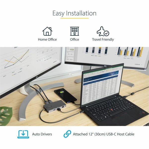 StarTech.com USB C Multiport Adapter, Dual HDMI, 4K 60Hz, 2x 5Gbps USB-A Hub, 100W Power Delivery, GbE, SD/MicroSD, USB C Mini Dock - Image 7