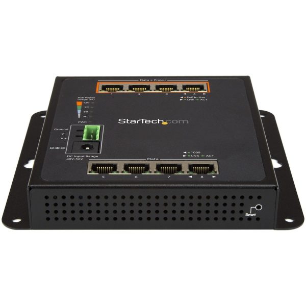 StarTech.com Industrial 8 Port Gigabit PoE Switch - 4 x PoE+ 30W - Power Over Ethernet GbE Layer/L2 Managed Network Switch -40C to +75C - Image 2