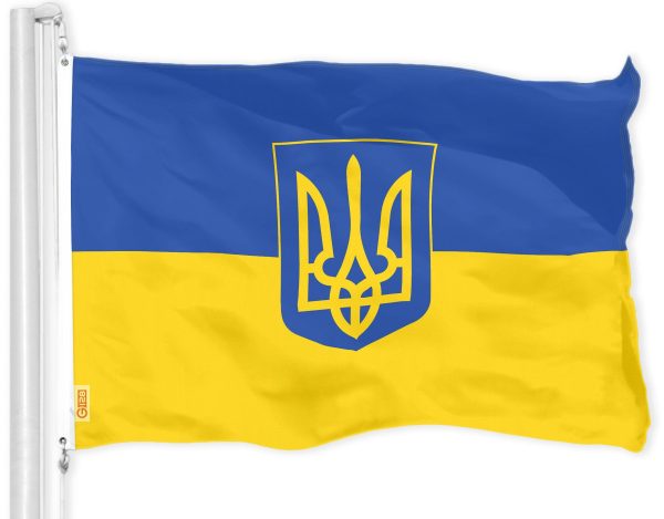USA American Flag & Ukraine Ukrainian Coat of Arms Flag 3x5 Ft Printed 150D Polyester - Image 2