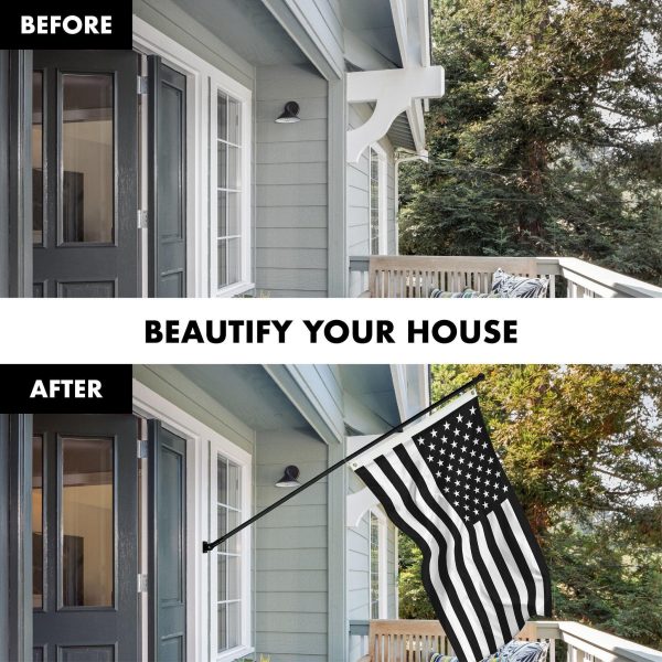G128 Combo Pack: Flag Pole 6 FT Black Tangle Free & USA America Black and White Flag 3x5 FT Brass Grommets Printed Polyester (Flag Included) Aluminum Flag Pole - Image 3