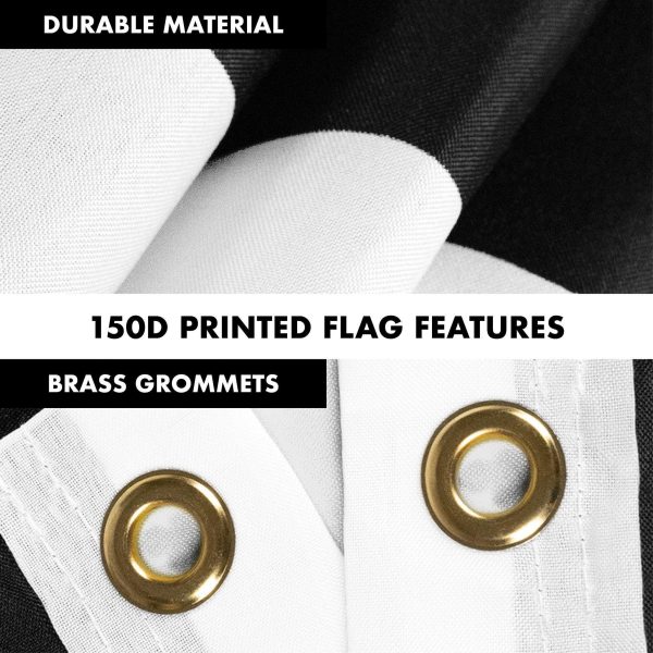 G128 Combo Pack: Flag Pole 6 FT Black Tangle Free & USA America Black and White Flag 3x5 FT Brass Grommets Printed Polyester (Flag Included) Aluminum Flag Pole - Image 4