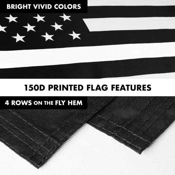 G128 Combo Pack: Flag Pole 6 FT Black Tangle Free & USA America Black and White Flag 3x5 FT Brass Grommets Printed Polyester (Flag Included) Aluminum Flag Pole - Image 5