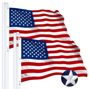 G128 2 PACK: USA American Flag 5x8FT Embroidered Spun Polyester