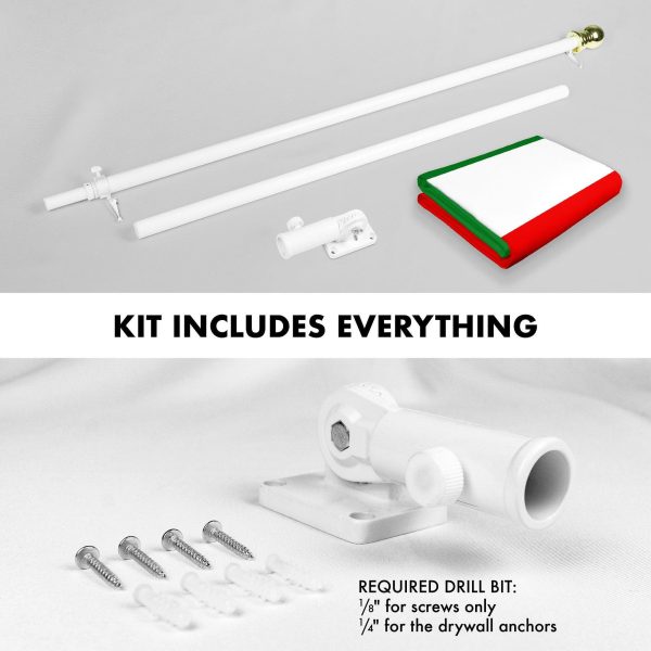 G128 Combo Pack: 6 Ft Tangle Free Aluminum Spinning Flagpole (White) & Italy Italian Flag 3x5 Ft, LiteWeave Pro Series Printed 150D Polyester, 4 Corner Brass Grommets | Pole with Flag Included - Image 2