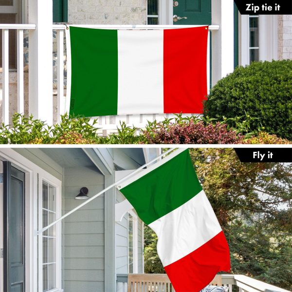 G128 Combo Pack: 6 Ft Tangle Free Aluminum Spinning Flagpole (White) & Italy Italian Flag 3x5 Ft, LiteWeave Pro Series Printed 150D Polyester, 4 Corner Brass Grommets | Pole with Flag Included - Image 3