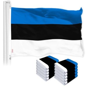 G128 10 Pack: Estonia Estonian Flag | 3x5 Ft | LiteWeave Pro Series Printed 150D Polyester | Country Flag, Indoor/Outdoor, Vibrant Colors, Brass Grommets, Thicker and More Durable Than 100D 75D Poly