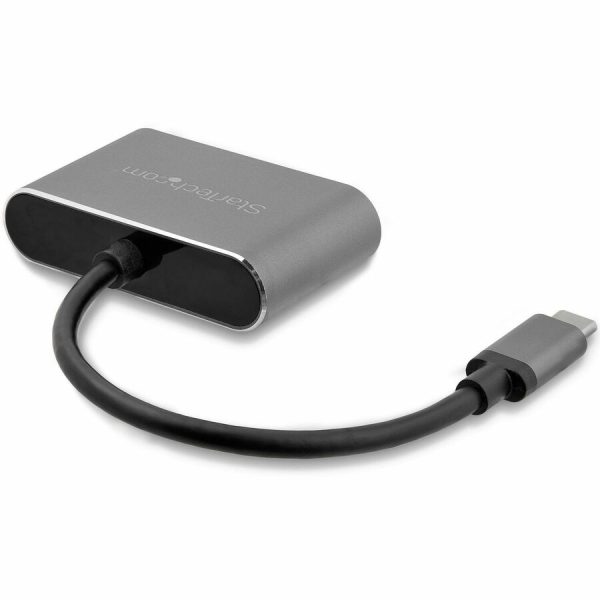 StarTech.com USB C to VGA and HDMI Adapter - Aluminum - USB-C Multiport Adapter - 6 in / 15.24 cm Built-In Cable - Image 2