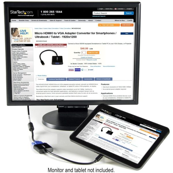 StarTech.com Micro HDMI�® to VGA Adapter Converter for Smartphones / Ultrabook / Tablet - 1920x1080 - Image 5