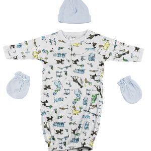 Gown, Cap And Mittens - 3 Pc Set Cs_0042