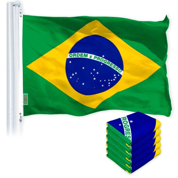 Brazil Brazilian Flag 3x5 Ft 5-Pack 150D Printed Polyester By G128
