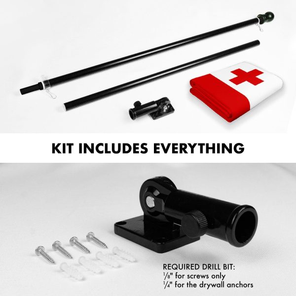 G128 Combo Pack: 6 Ft Tangle Free Aluminum Spinning Flagpole (Black) & Tonga Tongan Flag 3x5 Ft, LiteWeave Pro Series Printed 150D Polyester | Pole with Flag Included - Image 2