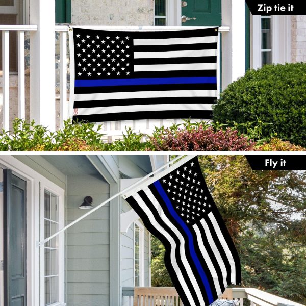 G128 3 Pack: Thin Blue Line Flag | 3x5 Ft | LiteWeave Pro Series Printed 150D Polyester, 4 Corner Brass Grommets | Duty and Honor Flag, Vibrant Colors, More Durable Than 100D 75D Polyester - Image 8