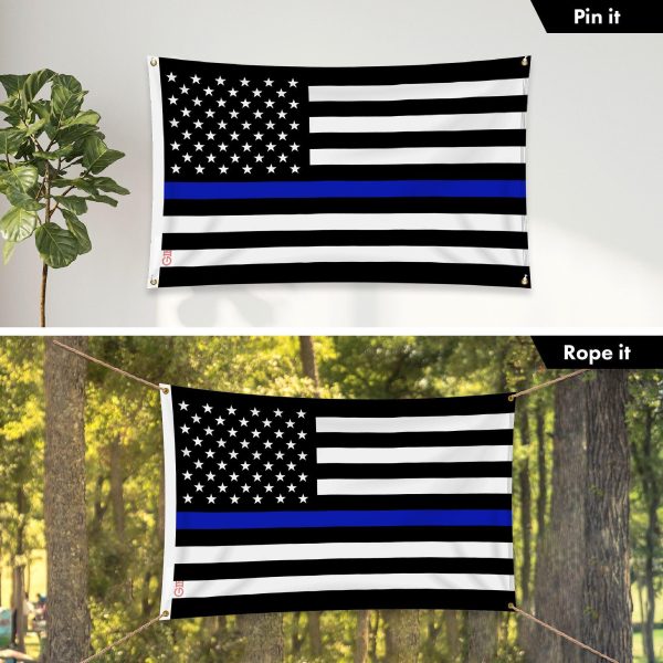G128 3 Pack: Thin Blue Line Flag | 3x5 Ft | LiteWeave Pro Series Printed 150D Polyester, 4 Corner Brass Grommets | Duty and Honor Flag, Vibrant Colors, More Durable Than 100D 75D Polyester - Image 9