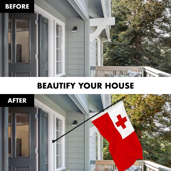 G128 Combo Pack: 6 Ft Tangle Free Aluminum Spinning Flagpole (Black) & Tonga Tongan Flag 3x5 Ft, LiteWeave Pro Series Printed 150D Polyester | Pole with Flag Included - Image 3