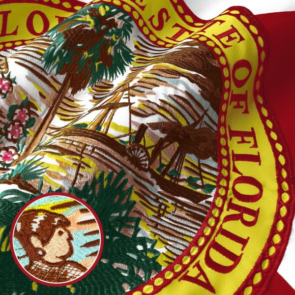 G128 Florida FL State Flag | 6x10 Ft | StormFlyer Series Embroidered 220GSM Spun Polyester | Embroidered Design, Indoor/Outdoor, Brass Grommets, Heavy Duty, All Weather - Image 2