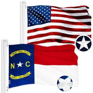 G128 Combo Pack: American USA Flag 2.5x4 Ft & North Carolina State Flag 2.5x4 Ft | Both ToughWeave Series Embroidered Polyester, Embroidered Design, Indoor/Outdoor, Brass Grommets