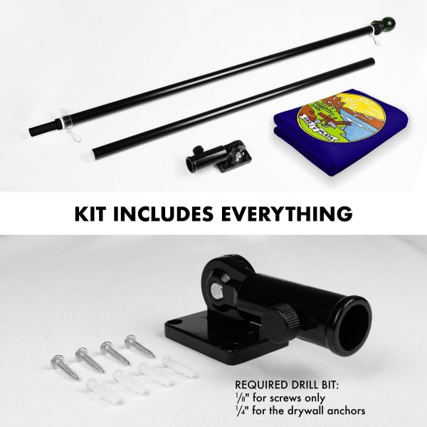 G128 Combo Pack: 6 Ft Tangle Free Spinning Flagpole (Black) & Montana Flag 3x5 Ft Printed 150D Polyester, Brass Grommets (Flag Included) Aluminum Flag Pole - Image 2