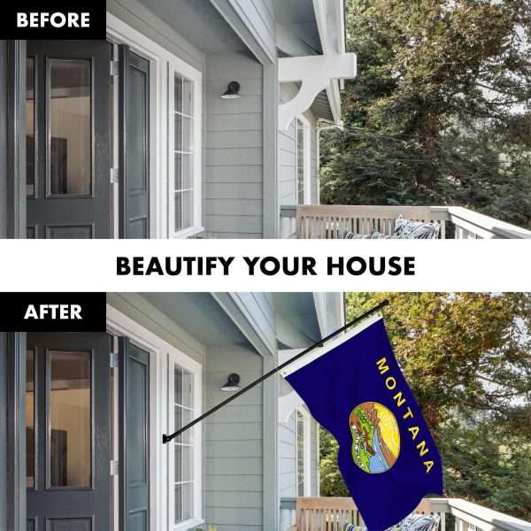 G128 Combo Pack: 6 Ft Tangle Free Spinning Flagpole (Black) & Montana Flag 3x5 Ft Printed 150D Polyester, Brass Grommets (Flag Included) Aluminum Flag Pole - Image 3