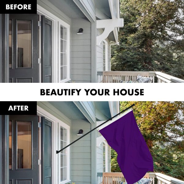 G128 Combo Pack: 5 Ft Tangle Free Aluminum Spinning Flagpole (Black) & Solid Purple Color Flag 2.5x4 Ft, LiteWeave Pro Series Printed 150D Polyester | Pole with Flag Included - Image 3