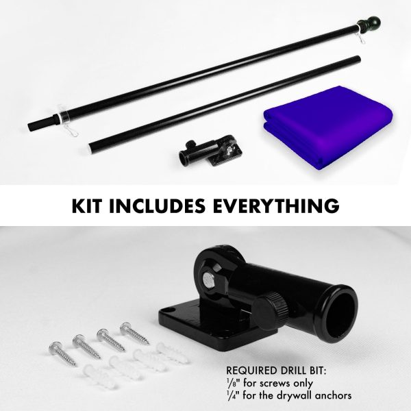G128 Combo Pack: 6 Feet Tangle Free Spinning Flagpole (Black) Solid Violet Flag 3x5 ft Printed 150D Brass Grommets (Flag Included) Aluminum Flag Pole - Image 2