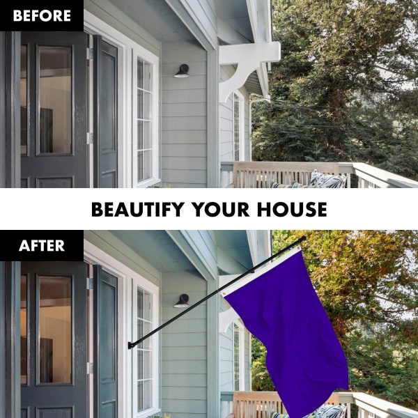 G128 Combo Pack: 6 Feet Tangle Free Spinning Flagpole (Black) Solid Violet Flag 3x5 ft Printed 150D Brass Grommets (Flag Included) Aluminum Flag Pole - Image 3
