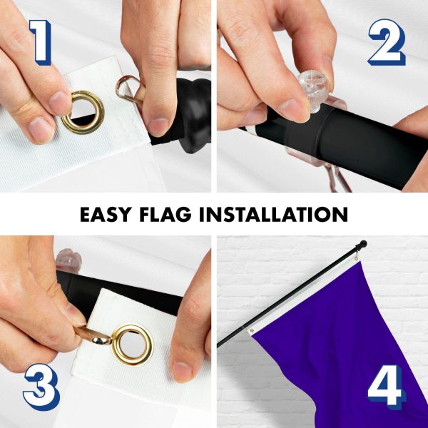 G128 Combo Pack: 6 Feet Tangle Free Spinning Flagpole (Black) Solid Violet Flag 3x5 ft Printed 150D Brass Grommets (Flag Included) Aluminum Flag Pole - Image 7