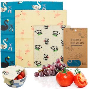 Reusable Beeswax Wrap S M L. Pack of 3 Beeswax Food Wraps. Washable Reusable Beeswax Food Wrap for Sandwiches Dough Covering. Organic Beeswax Wraps for Food Reusable. Sandwich Wrap